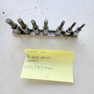 Snap-on 7pc 3/8 Drive Metric Hex Allen Bit Socket Set 4mm-10mm w/rail